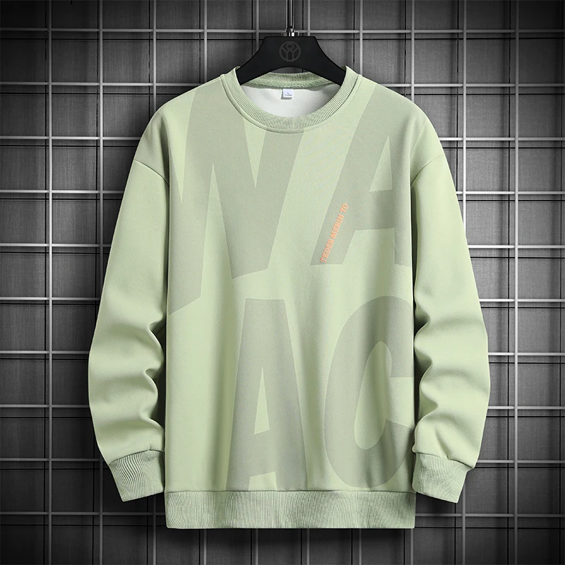 

2025 Men's Fleece Lined Long Sleeve Hoodie Casual Loose round Neck Large Size Top for Autumn Winter Versatile Comfortable