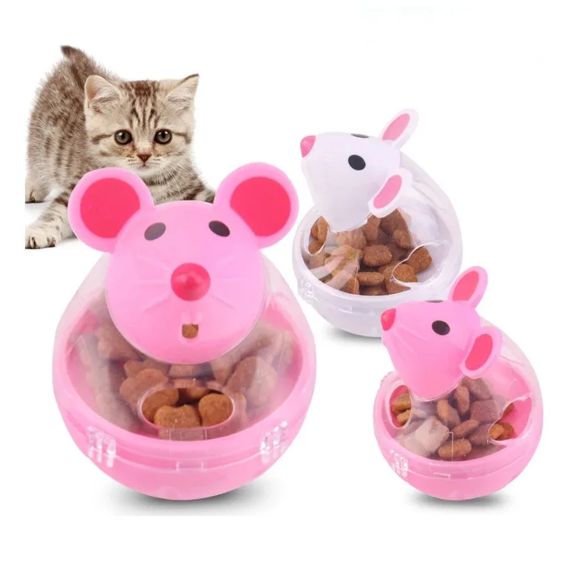 Cat Mice Food Tumbler Cat Food Toy Ball Interactive Cat Food Feeder Leak Food Interesting Plastic Cat Food Dispenser Treat Toy