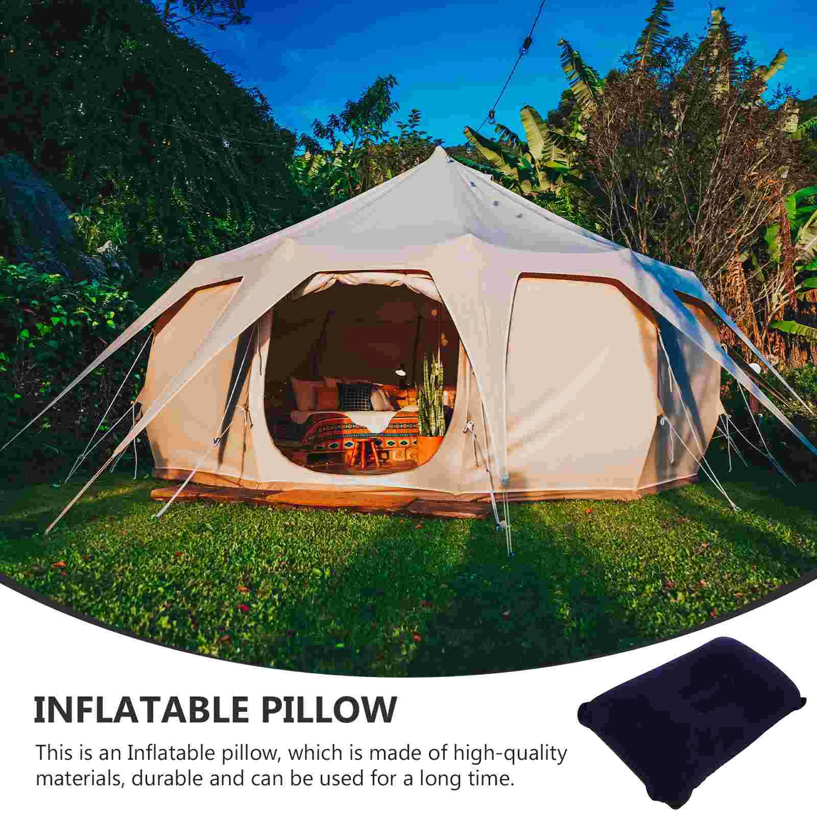 Flocking Inflatable Pillow Travelling Pillows Camping Accessory Office Resting Thickened Convenient Outdoor Mattress