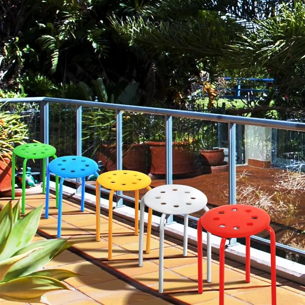 17.3in Plastic Stackable Stools Nesting Portable Colorful Decoration Chairs Round Chairs Flexible Seating Pack of 5