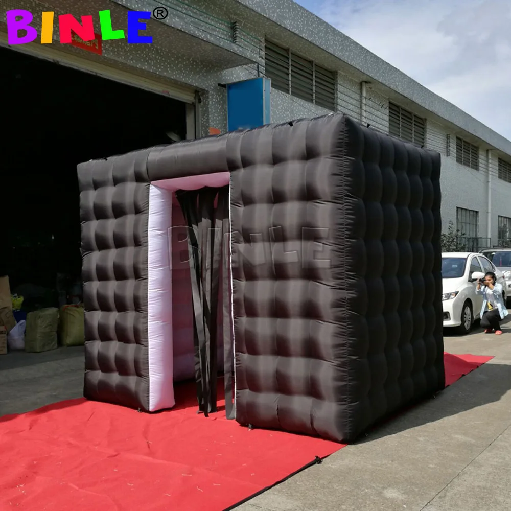 LED คุณภาพสูง Inflatable Photo Booth สีดำ Inflatable Photobooth สตูดิโอ2.4M Cube เต็นท์สำหรับปาร์ตี้