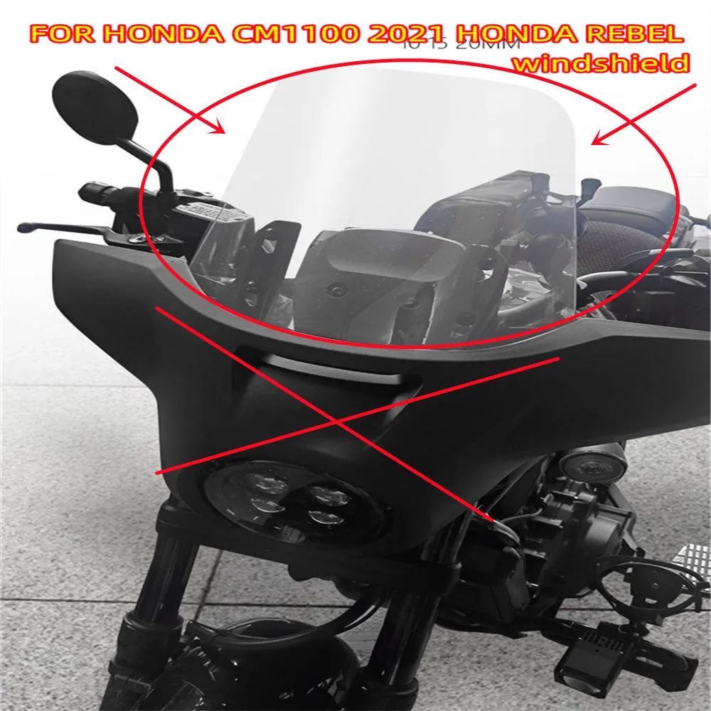 For HONDA CM1100 Rebel 2021 HONDA REBEL Modified and Raised Front Windshield Accessories