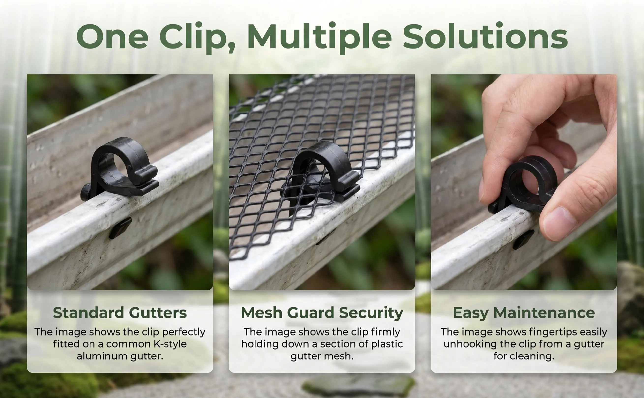 50Pcs Black Plastic Gutter Guard Clips Fixed Hooks Roof Gutter Installation Mounting Accessories Fixed Hooks Guard Fixing Clips