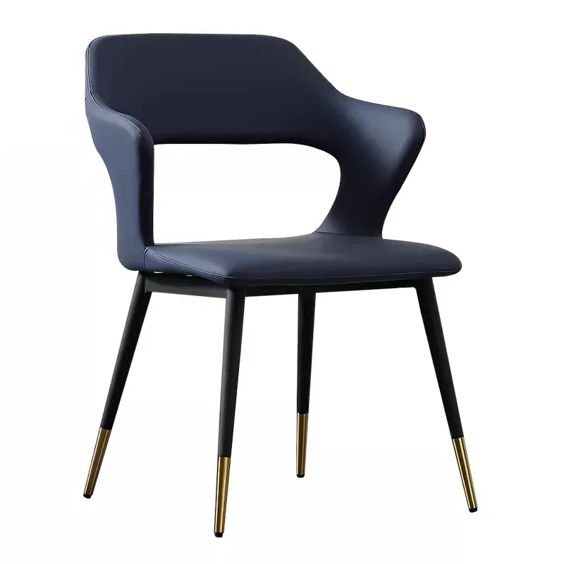 Italian minimalist light luxury dining chair, creative hollow backrest, soft bag armchair, restaurant, private room dining chair