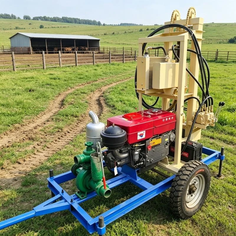 Portable Diesel Hydraulic Water Well Drilling Rig Wheeled Compact High Performance 100m 150m 200m