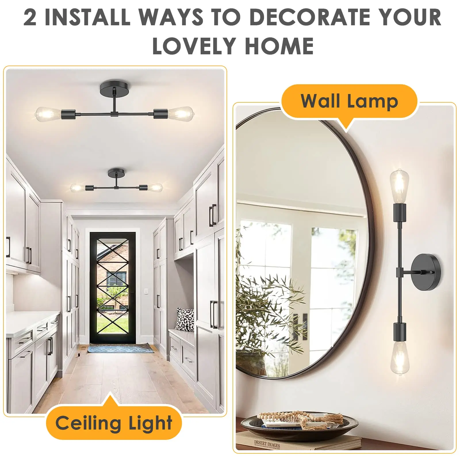 3 Light Vintage Wall Lamp Bathroom Mirror Lamp Black Metal E26 E27 Modern Wall Light Indoor Aisle Hallway Living Room Bedroom