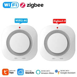 Tuya-ZigBee Smart Smoke Detector, Home Security, Prevenção de Segurança, Smoke Sensor, Sound Alarm, Funciona com Alexa, Google Home