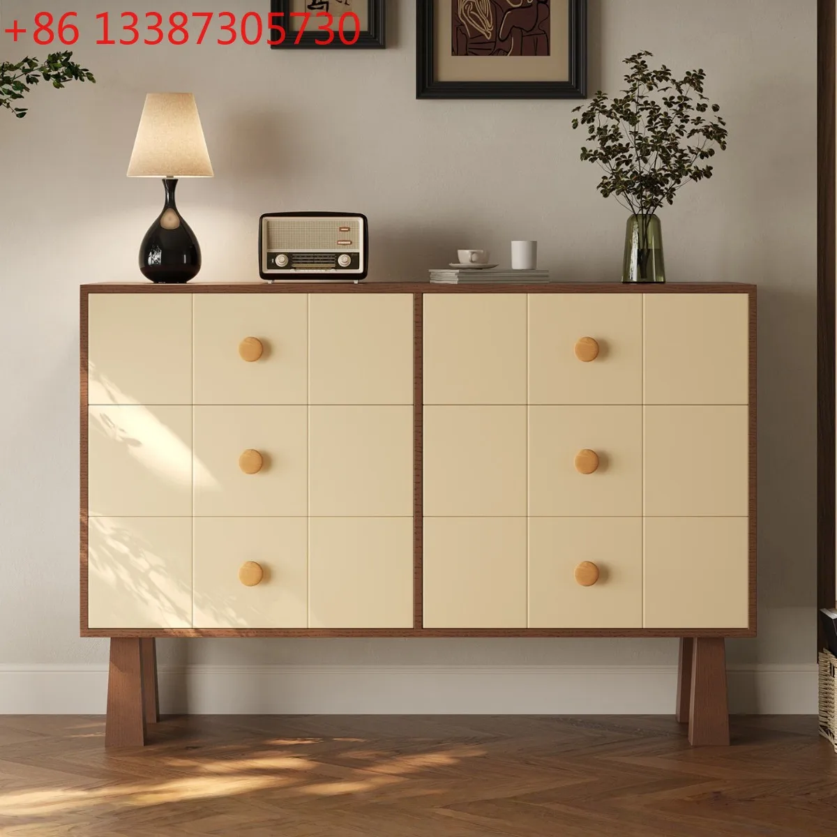 

Solid wood dining side cabinet integrated against the wall Medieval bucket cabinet storage locker modern simplicity