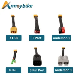 Adaptador de batería para bicicleta eléctrica, Conector de 1 Pin para bik de montaña, scooter y kart, XT60, Dullet T Port XT90 Anderson 2 Anderson