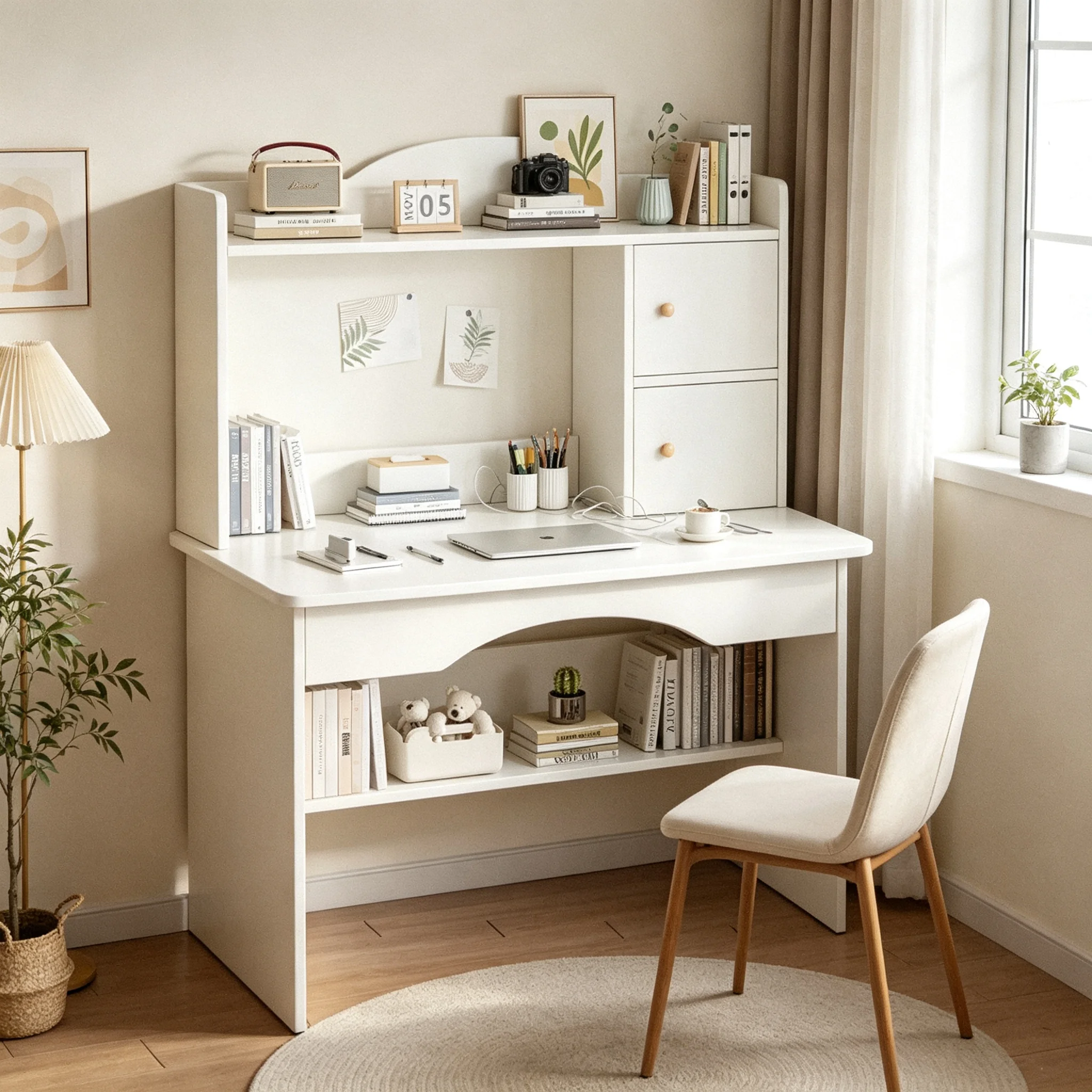 AOLIVIYA Integrated PC Gaming Desk Office Study Table Bookcase Dresser Locker Student Home