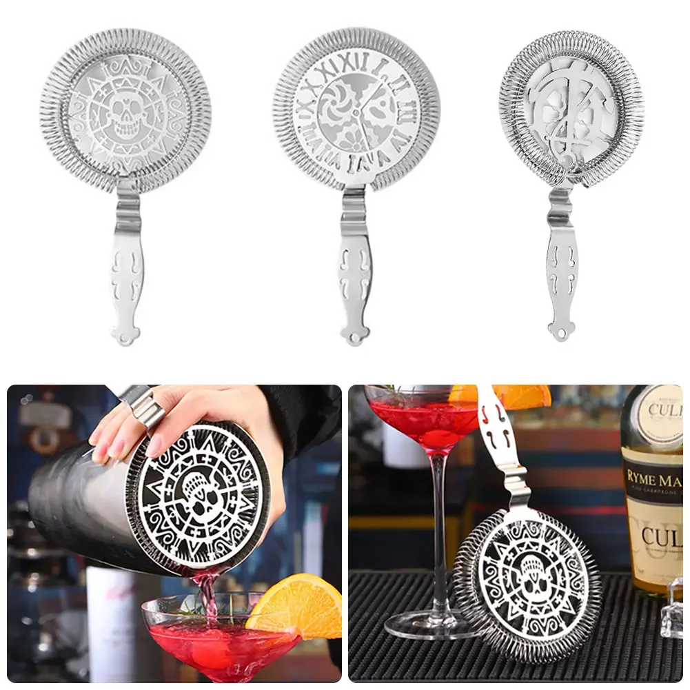 Schädel und mechanische Uhr Bar Sieb gefedert Cocktail Sieb Edelstahl Deluxe Sieb Bar Werkzeuge Wein Zubehör