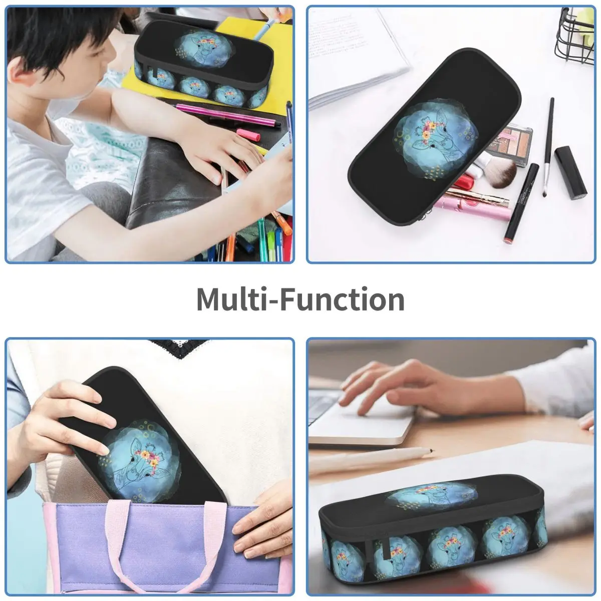 Giraffe With Floral Crown Cute Animal Pencil Cases for Students Pen Box Pencil Bag Big Capacity Pencil Pouch Pen Holder