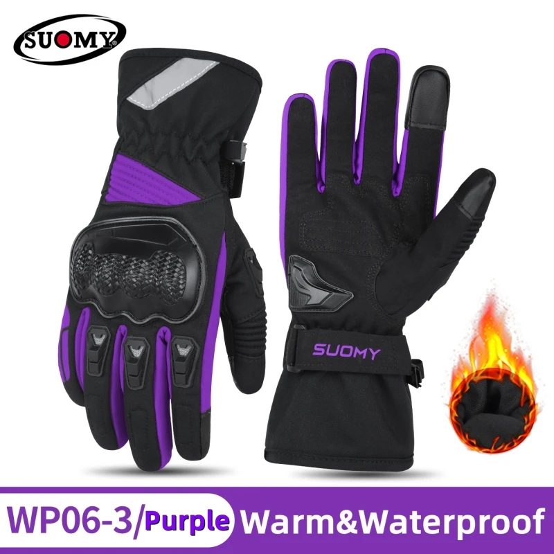 SUOMY Winter Girl Super Comfortable Motorcycle Gloves, Women Premium Waterproof Thermal Anti-Slip Riding Gloves with Touchscreen