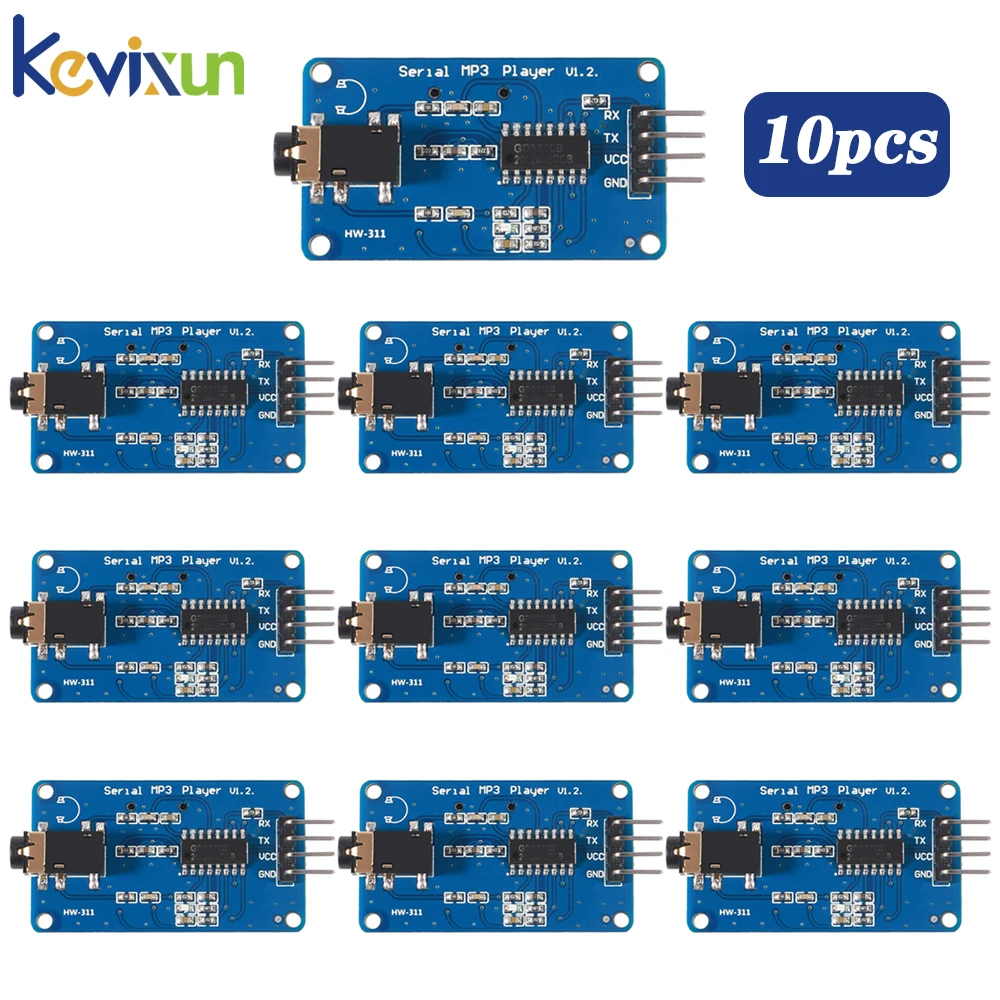 1-10pcs  YX6300 YX5300 UART Control Serial Module MP3 Music Player Module For Arduino/AVR/ARM/PIC CF