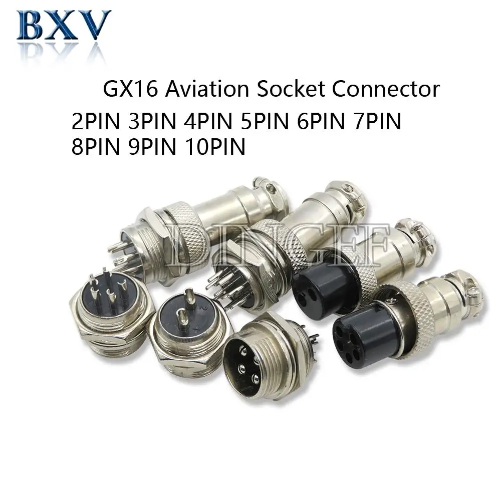 1 Set GX16 Nut TYPE Male & Female Electrical Connector 2/3/4/5/6/7/8/9/10 Pin Circular Aviation Socket Plug Wire Panel Connector