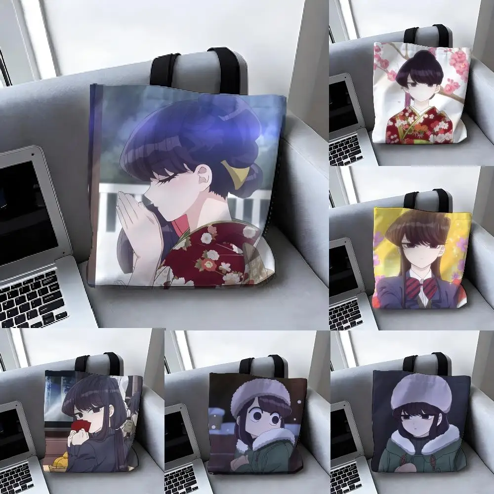 Comic Cartoon K-Komi Can't Communicate Storage Bags Large Capacity Canvas Bag for Female Students Tote Mommy Bag