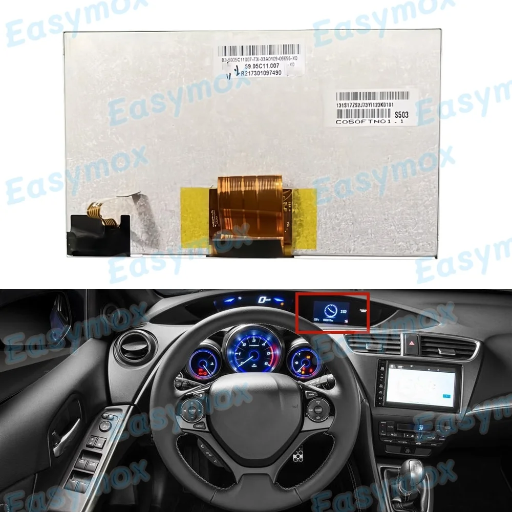 

C050FTN01.1 5" LCD Display for Honda Civic Si Sedan 2013 2014 2015 Car Radio Head-up Unit Screen Panel Replacement C050FTN01.0