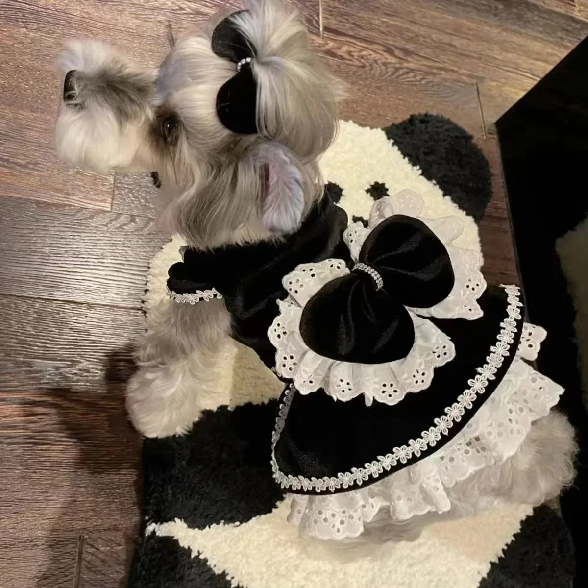 Dog Black Dress Velvet Dress Princess Dress Cat Yorkshire Pet Teddy Bear Small Dog Christmas Puppy Clothes for Small Dogs