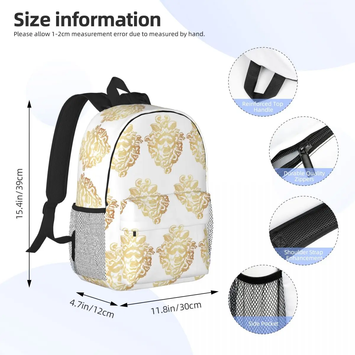 Ancient Greece Medusa Gorgon Vintage Style Backpack Student Boys Girls BookBag Men Women School Bag Computer Shoulder Bags