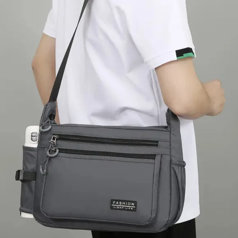 

Мужская водонепроницаемая сумка через плечо, модная сумка через плечо большой вместимости, многослойная повседневная сумка на молнии, сумка