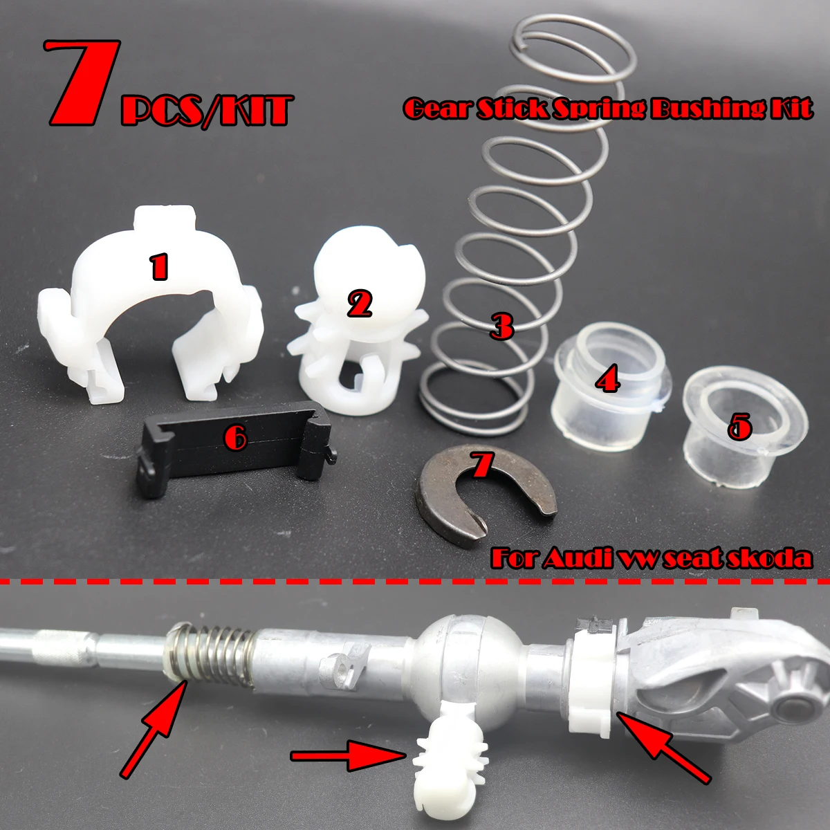 

Gear Shifter Selector Lever Shaft Gear Stick Spring Bushing For VW AUDI SEAT SKODA MT Shift Issue Fix Linkage Gearstick Rebuild