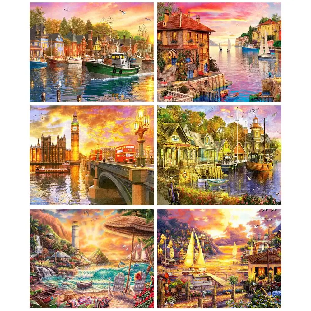 

CHENISTORY Pictures By Number Sunset Drawing On Canvas Gift Diy Pictures By Numbers Kits Handpaintedart Home Decor