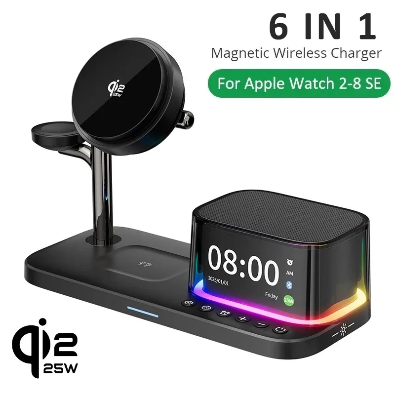 

Qi2.2 TEC ICE Охлаждение 25 Вт Магнитное беспроводное зарядное устройство Bluetooth-динамик для iPhone 12-17 Pro Max Apple Watch Airpods Быстрая зарядка