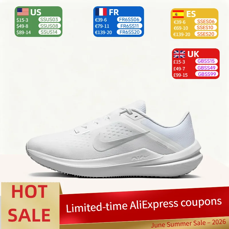 

Nike Air Winflo 10 Women's Low-Top Running Shoes - White/Gray Comfortable, Durable, Breathable Casual Training Shoes DV4023-102