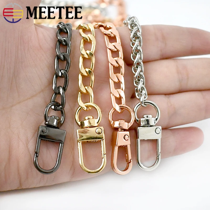 Meetee 100/120cm Metal Purse Chains Bags Strap Replacement Shoulder Crossbody Bag Straps Wallet Handle DIY Handbags Hardware