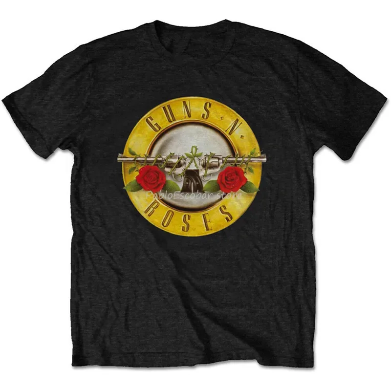 Guns N Roses T Shirt Classic Logo Bullet Black Mens Tee Rock Slash Casual Tee Shirt men brand tshirt summer top tees