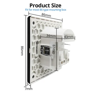 CA type interface socket, acrylic mirror, crystal panel, black wall, EU, Russia, Spain, French plug with USB load, 5V 2100ma support 8 Main Sales Black Taking - №2
