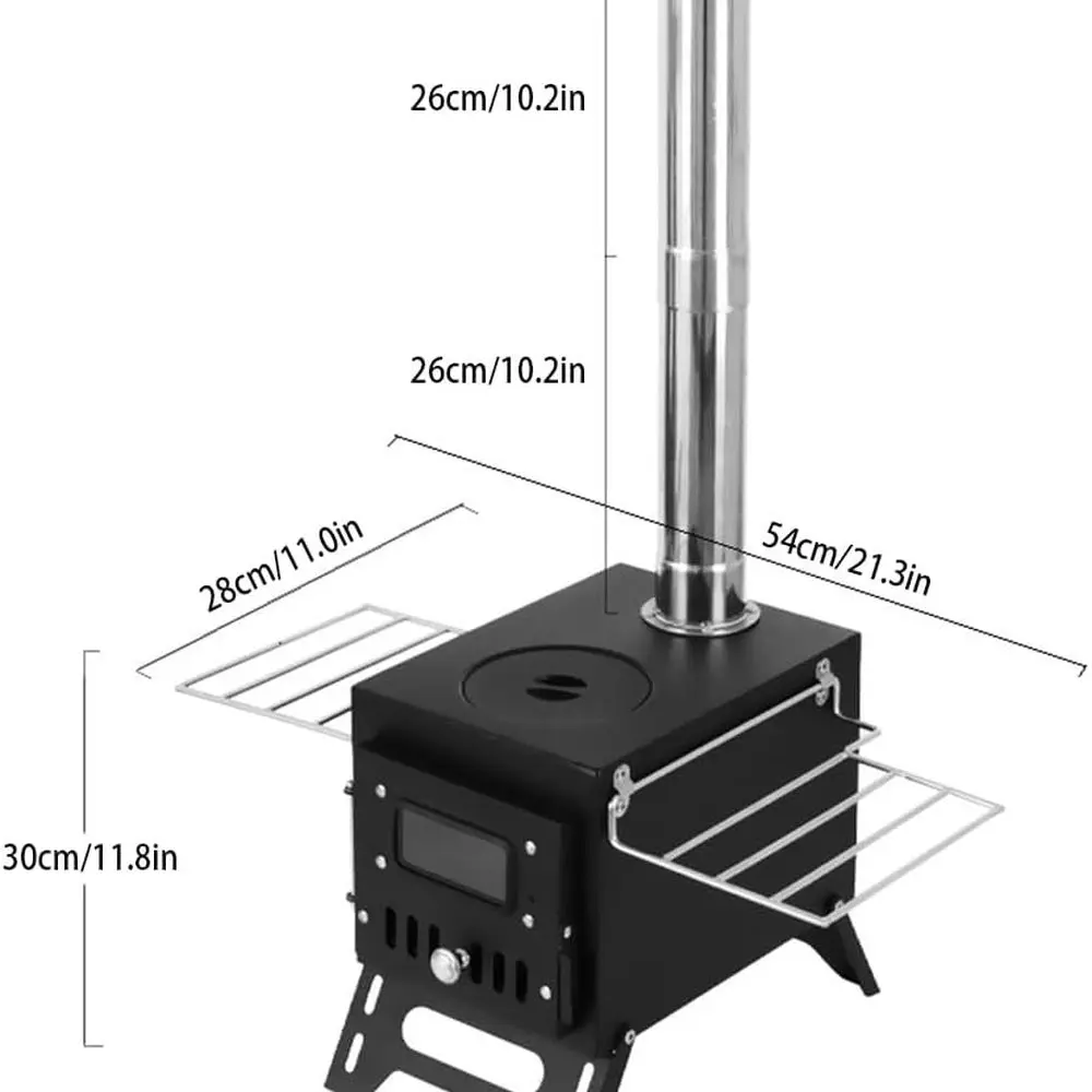 موقد خيمة ساخن، موقد حرق الأخشاب، موقد خشبي محمول للتخييم للخيمة، موقد خيمة للتدفئة والطهي، موقد للتخييم في الهواء الطلق #5