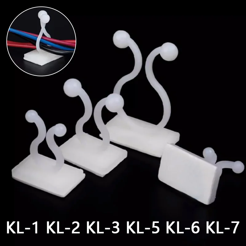 20pc KL-1/2/3/5/6/7 White Nylon Self-Adhesive Twist Locks Holder Cable Tie Clips Plant Vine Climbing Clip Invisible Wall Fixator