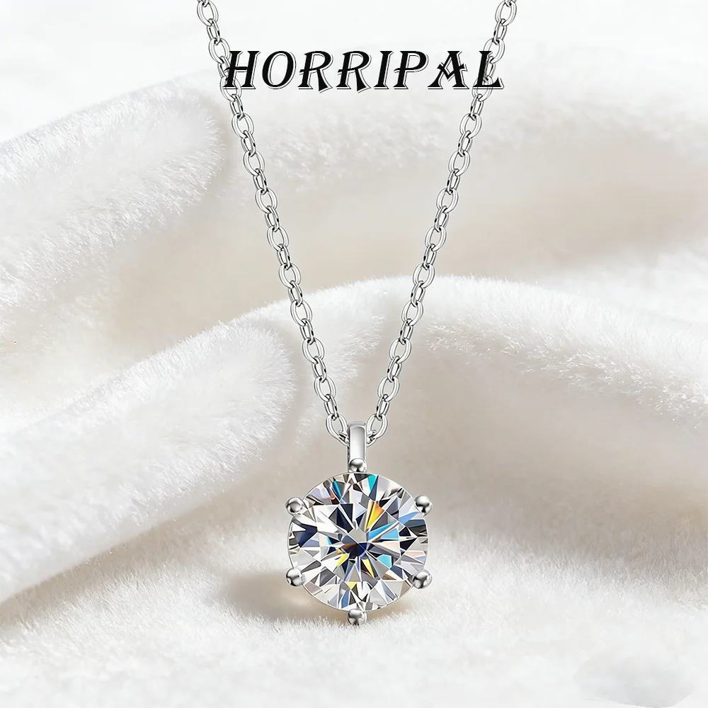 

Ожерелье с подвеской из муассанита HORRIPAL 2.0CT с сертификатом GRA, подарок на годовщину, ювелирное ожерелье из стерлингового серебра S925 для женщин