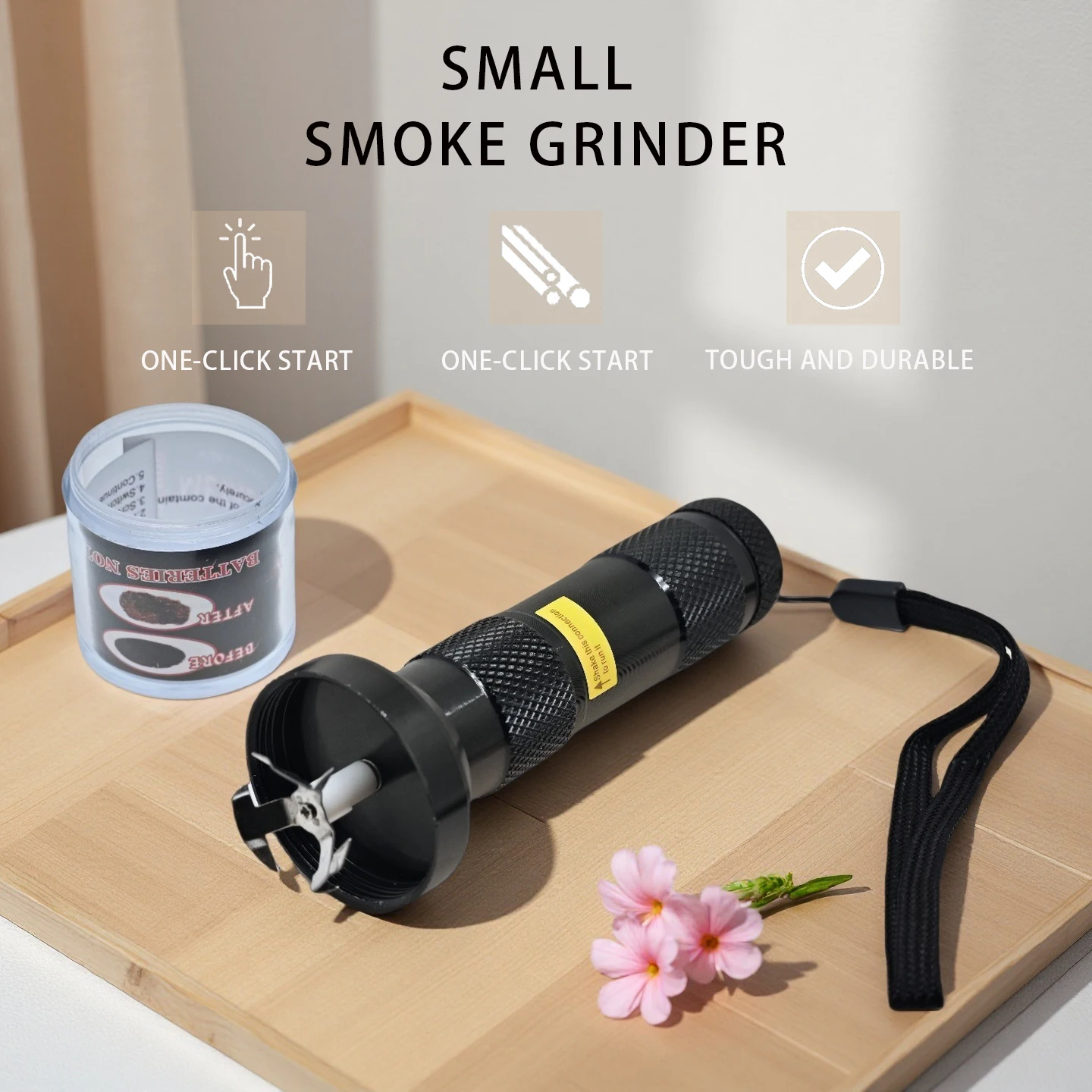 Portable Small Electric Aluminum Alloy Grinder, One-Touch Automatic Grinding of Pepper, Sea Salt, and Sichuan Pepper. Aluminum Alloy Body, Wear-Resistant and Drop-Resistant, Kitchen Seasoning Grinding Tool