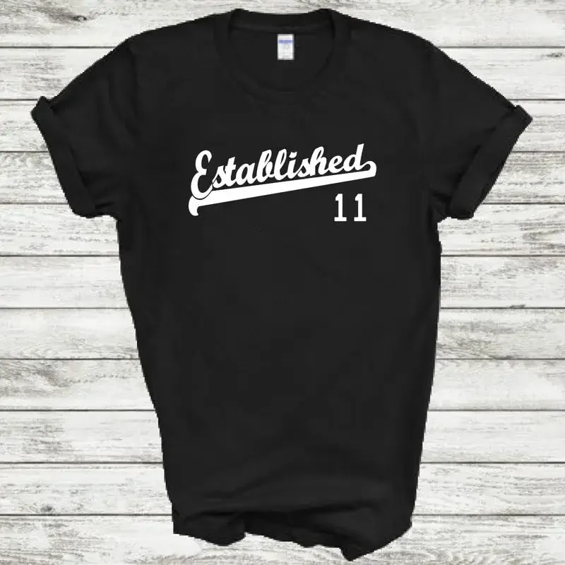 Established 11 Birthday Anniversary Script Tail 2011 T Shirt All Size Color