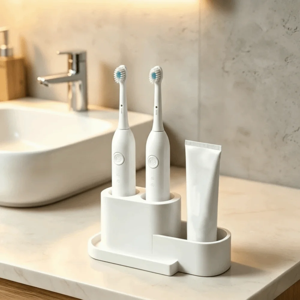 Detachable Toothbrush Holder Easy Clean Multi-functional Toothpaste Rack Multi-Purpose Compact Toiletries Storage Organizer