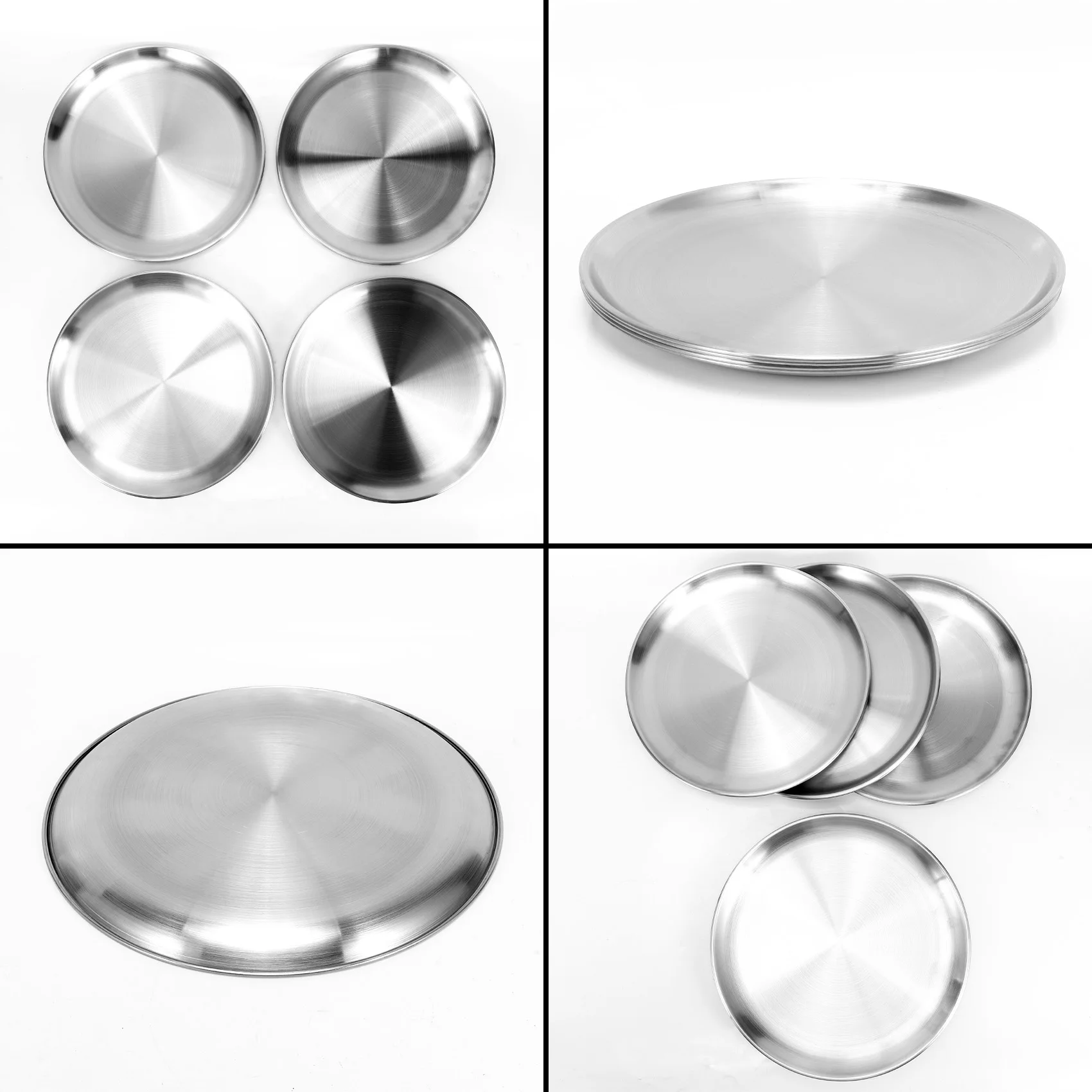 4 Pack 12 Inch Pizza Tray,Stainless Steel Pizza Oven Baking Tray,Round Pizza Baking Sheet,For Baking Roasting Serving