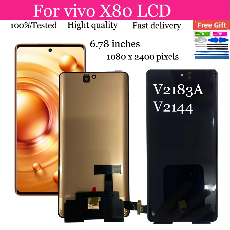 LCD Screen 6.78''AMOLED For ViVO X80 V2183A V2144 LCD Display Touch Digitizer Assembly Replacement