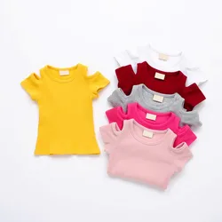 0-4Y Toddler Infant Clothes Newborn Baby Girls T-shirt Knit Hollow Out Short Sleeve Tops Cotton Fashion Summer Children Clothing