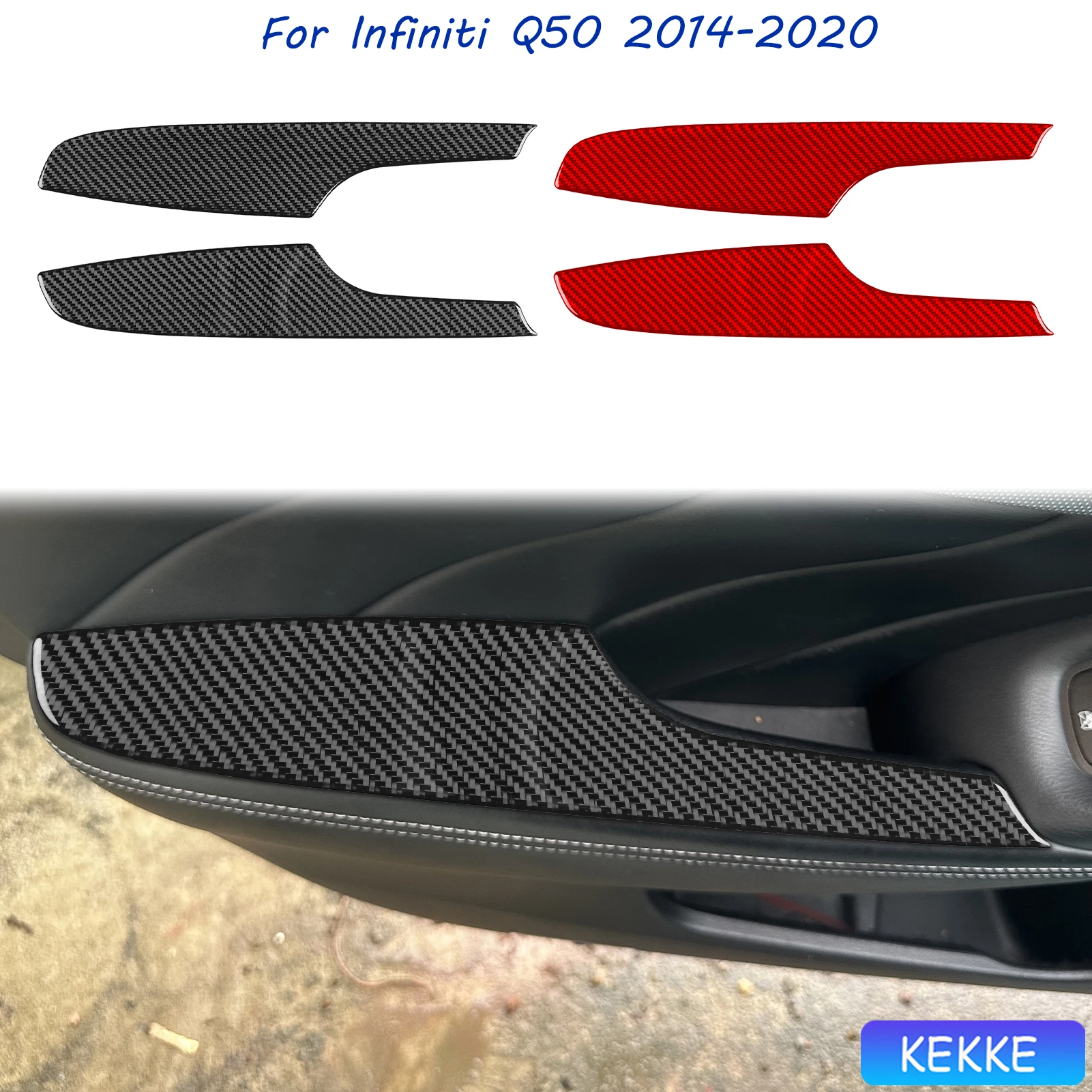 

For Infiniti Q50 2014-2020 Auto Door Armrest Soft Carbon Fiber Car Decoration Interior Accessories Stickers