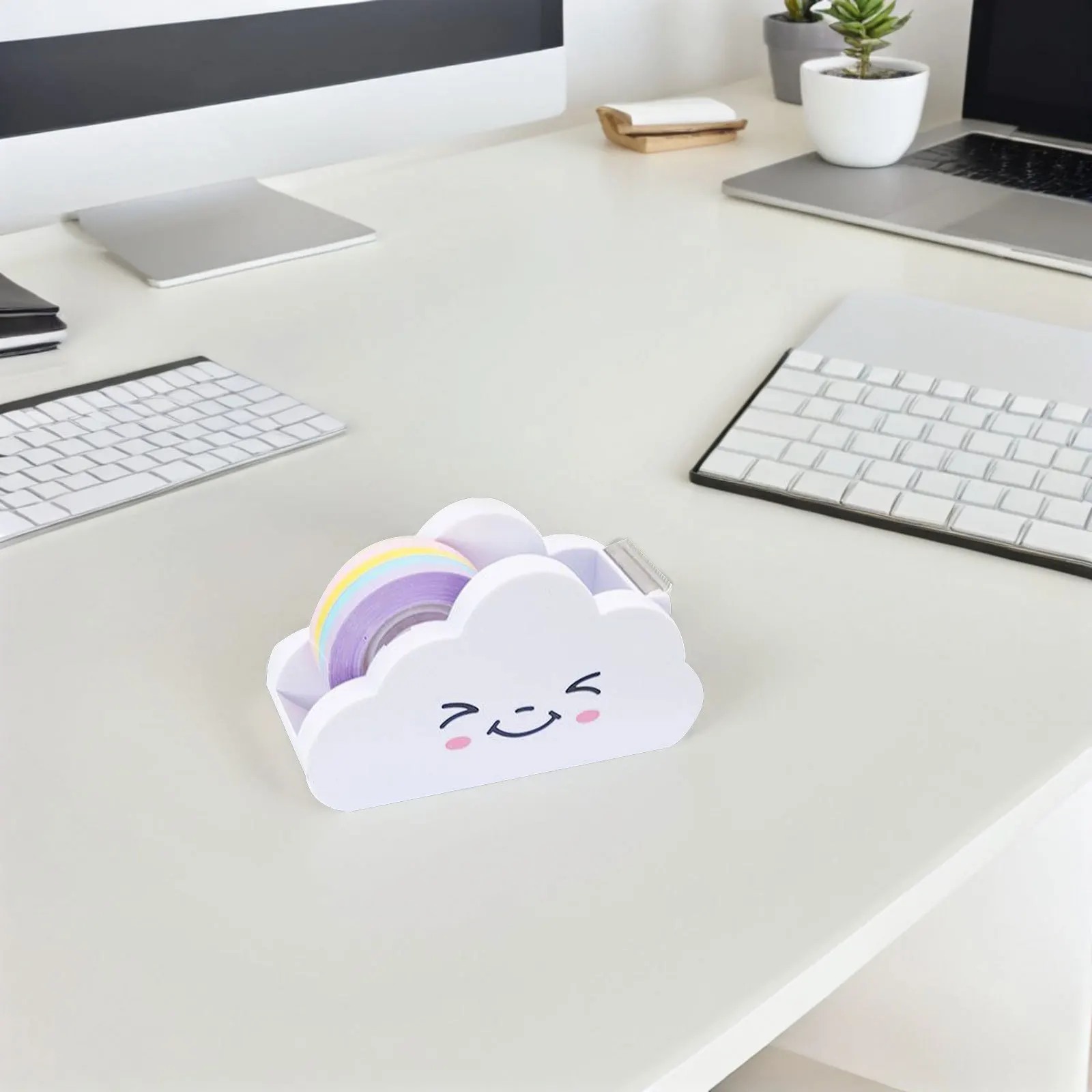 ROMISBABA Ergonomic Tape Dispenser Rainbow Cutter Compact Adhesive Tape Dispenser for Home Office Portable