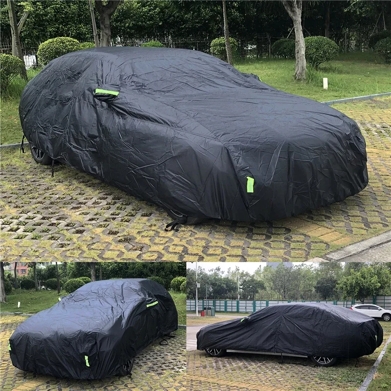 Universal Full Car Covers Outdoor Waterproof Sun UV Rain Snow Protection Black Car Case Cover S-XXL SUV/Sedan Car Zipper Design