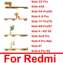 Botón lateral de volumen, tecla de encendido y apagado, Cable flexible para Xiaomi Redmi Note 3, 4, 4X, 5, 5A, 6, 7, 8T, 9, 9T Pro, 9s, 4G, 5G, piezas de reparación