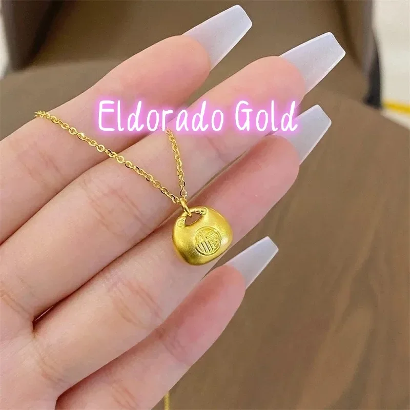 Eldorado Gold   Eldorado Gold 2025 2025AU750 18K Little Fat Fortune Pendant Women's Necklace Fashion Light Luxury High End Acces