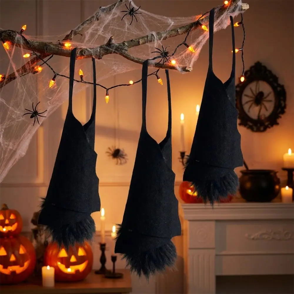 Upside Down Felt Bat Hanging Ornament Realistic Gothic Bat Branch Hanging Decor 3D Wing Decorative Halloween Bat Pendant
