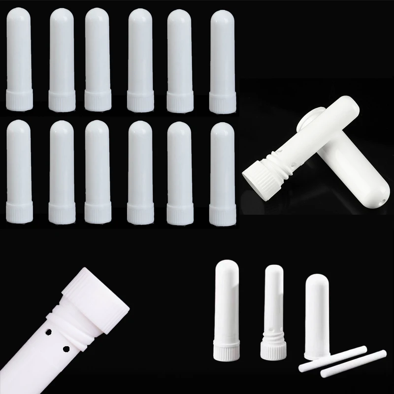 30Pcs White Empty Nasal Inhaler Tubes Portable Blank Nasal Inhaler Containers With Wicks For Perfume Essential Oils Aromatherapy