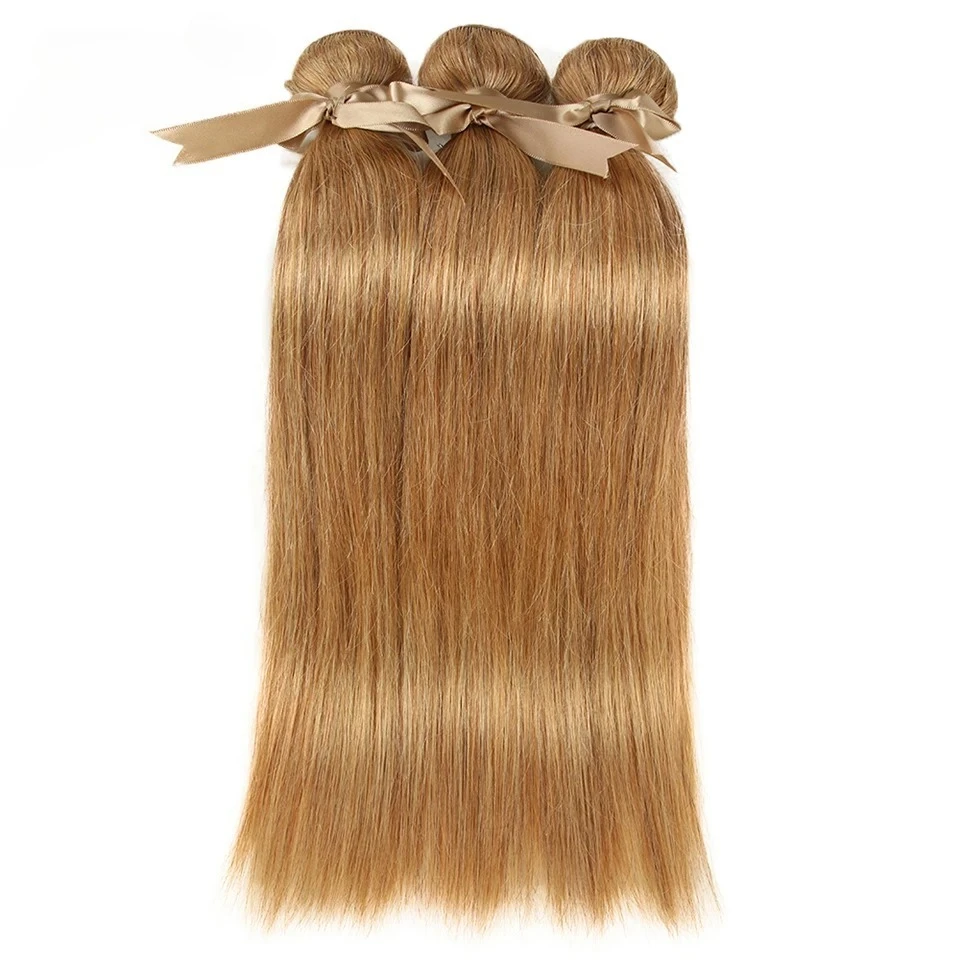 

Медовые блондинки, пучки человеческих волос, 27 цветов, норка, бразильские натуральные прямые волосы Remy, пучки волос от 10 до 26 дюймов, наращивание волос