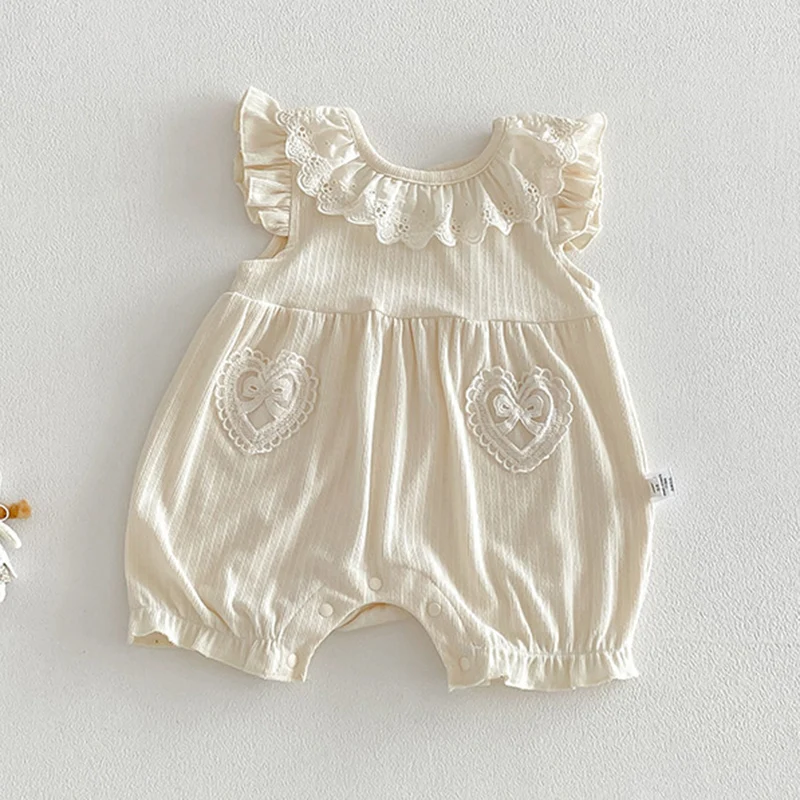 

2026 New Summer 0-24M Children Clothes Newborn Baby Girl Romper Sleeveless cotton solid color Toddler Baby Girls Jumpsuit