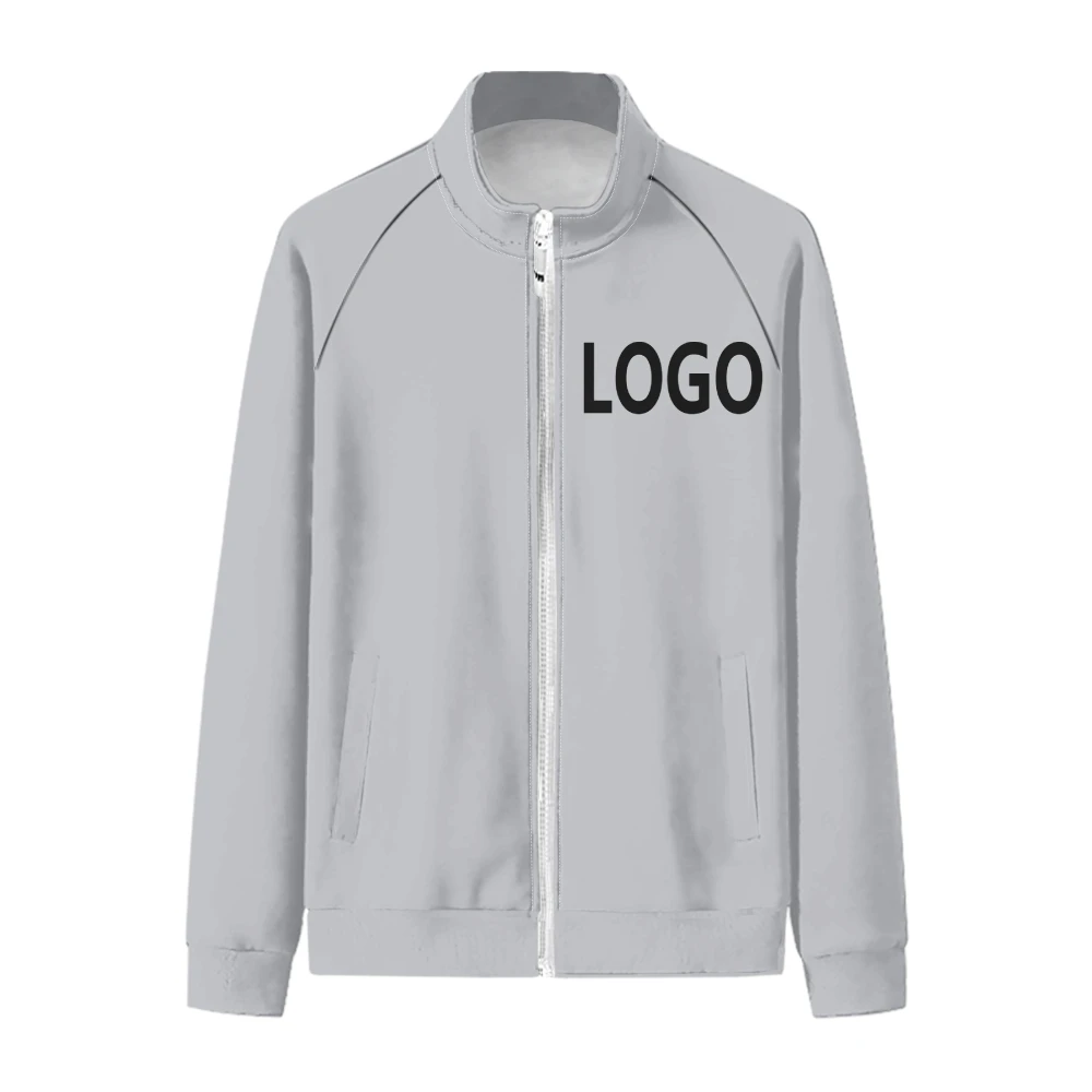 

Customized stand up collar zipper hoodie with optional colors and printed fashionable outerwear